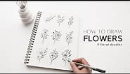 9 Easy Flower Doodles | Floral Illustrations (simple, quick & calming)