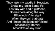 Amarillo by morning lyrics