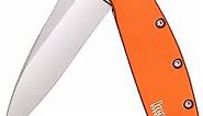 Kershaw Leek Orange EDC Pocketknife, 3" Sandvik 14C28N Steel Blade, Assisted Opening Folding Knife, Dual Lock System