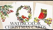 Easy Watercolor Christmas Cards Tutorial/ Step by Step