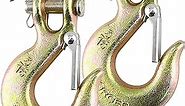 Robbor 5/16 Chain Hook with Safety Latch Heavy Duty Clevis Slip Hook Grade 70 Forged Steel 14,000 Lbs Capacity Safety Latch Hook Working with Towing and Chain