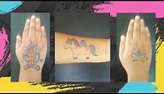 Unicorn themed temporary tattoo design ideas for kids | Easy tattoo designs using glitter gel pens