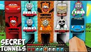 NEW SECRET TUNNELS of COLORED THOMAS.EXE and FRIENDS CHOO CHOO CHARLES & OTHER TRAIN in Minecraft !