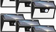 Peasur Solar Lights Outdoor Waterproof, 6Pack 140LED Ultra-Bright Solar Motion Sensor Lights, 3 Modes Solar Powered Fence Lights, Solar Security Wall Lights for Garden Yard Outside(Cool White)