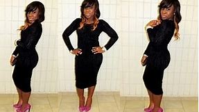 Date Night Look|| Black Long-sleeve Midi Dress + Pink Cheetah Print Heels
