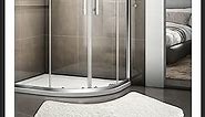 UVCMDUI Curved Shower Mat, Non Slip Microfiber Curved Bathroom Rug Soft Absorbent Curved Bath Mat, Curved Shower Rug for Corner Shower, Machine Washable, 43.3"x17.7"x1.4"