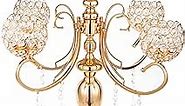 26" Tall 5-Arm Gold Crystal Candelabra Candle Holder Centerpieces for Table Decor Elegant Design Wedding Gifts