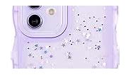 ZTOFERA for iPhone 12 Case 6.1",Cute Curly Wave Case with Star Glitter,Clear Shiny Bling Soft TPU Shockproof Phone Protecive Case for Women Girls-Purple