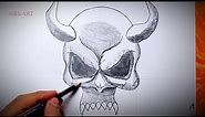 How To Draw a Demon Skull - step by step - learn draw