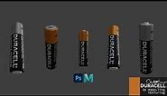 3D model and texture of a Duracell battery in Autodesk Maya