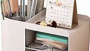 GGIANTGO Pencil Pen Holder for Desk, Office Desk Organizer with drawer, Cute Desktop Stationery Organizer, Business Card/Pen/Pencil/Stationery Holder Storage Box