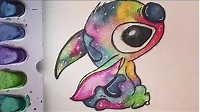 How To draw Stitch - Galaxy - Watercolor