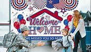 Welcome Home Decorations We Missed You Banner Backdrop, Military Army Navy Homecoming Sign Party Supplies, Large Patriotic Deployment Returning Poster Decor for Indoor Outdoor
