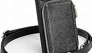 ZVE iPhone 12 Pro Max Crossbody Wallet Case, Zipper Phone Case with Card Holder Wrist Strap for Women, RFID Blocking Purse Cover Gift for iPhone 12 Pro Max, 6.7 inch, 2020-Black