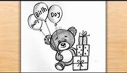 Birthday Drawing Easy | Happy Birthday Drawing | Birthday Card| How to Draw Birthday Greetings Card