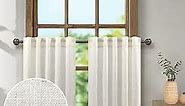 Linen Kitchen Curtains Farmhouse Style 36 Inch Length 2 Panel Tiers Back Tab Pocket Bathroom Window Curtains Short Small Cafe Curtains for Living Room Bedroom Basement 36x36 Long Cream Ivory Off White