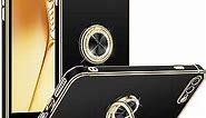 Miss Arts for iPhone 8 Plus/7 Plus Case, Ring Holder Stand Luxury Bling Electroplated Phone Case with Strap, Cute Soft TPU for iPhone 8 Plus/7 Plus Cover for Women Girls, Black