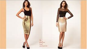 Gold Sequin Pencil Skirt