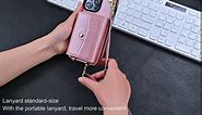 JYYVE for iPhone 14 Case 6.1 Inch, Crossbody Purse Wristlet Shoulder Strap Trendy Protective Cover for iPhone 14 (Rose Gold)