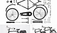 2023 New 51 Pcs DIY Retro Bicycle Model Ornament For Kids, Creative 1:10 Simulation Mini Bicycle Model Scale Kit With Inflator and Briefcase, Finger Bike Models Toys For Desktop Decoration Ornament