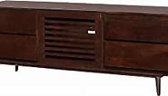 The Urban Port 64-Inch TV Cabinet with 4 Drawers and Wooden Frame, Walnut Brown
