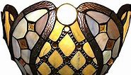 Bieye L10816 Baroque Brass Ball Chain Tiffany Style Stained Glass Wall Sconces Night Light for Living Room Bedroom Home Decoration, 12" W x 8" H