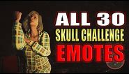 All 30 Skull Objective Emotes from Friday the 13th Single Player Challenges [Male+Female Counselors]