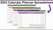 2023 Calendar Template | 2023 Monthly & Full Year-at-a-Glance | Printable Planner Excel Spreadsheet
