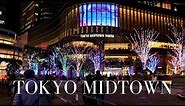 Tokyo Midtown Hibiya, Tokyo, Japan. Night Walking Tour. 4K.