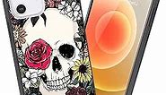 LuGeKe Skull Floral Phone Case for iPhone X/iPhone Xs/iPhone 10,Skeleton Patterned Case Cover,Hard PC Back with TPU Bumper Anti-Stratch Bumper Protective Cool Boys Phonecase(Elegant Skeleton)