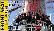 Hershey Triple Tower POV 4K On-Ride Hershey Park Front Seat - Hershey's Tower 2019