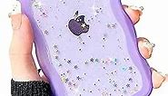 wzjgzdly Curly Wave Shape Case Compatible with iPhone 12 Mini, Bling Cute Clear Glitter Case for Women Slim Soft Slip Resistant Protective - Pulple