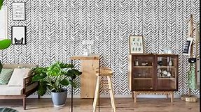 Black and White Wallpaper Peel and Stick Wall Paper Herringbone Removable Contact Paper Geometric Vinyl Wall Paper for Bathroom Bedroom Living Room 17.7"×240"