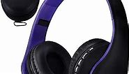 PowerLocus Wireless Bluetooth Over-Ear Stereo Foldable Headphones, Wired Headsets Rechargeable with Built-in Microphone for iPhone, Samsung, LG, iPad (Purple)
