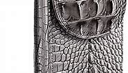 Crocodile Pattern Leather Cell Phone Holster for iPhone 14 Pro Max 14 Plus 13 Pro Max 12 Pro Max 11 Pro Max XS Max 8 Plus 7 Plus 6s Plus Belt Pouch Case with Belt Clip Phone Holder (Grey)