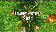 Happy New Year 2024 Premium Golden Wishes of New Year and Green Grass New Year 2024 Wishes
