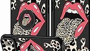 Goocrux (2in1 for iPhone 14 Plus Case Leopard Print for Women Girls Phone Cover Cute Cheetah Print Animal Design with Slide Camera Cover+Ring Holder Cool Red Lip Cases for iPhone 14Plus 6.7 inch