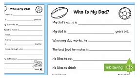 Early Years Father's Day Questionnaire Worksheets