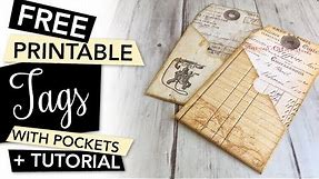 FREE printable Tags with Pockets - gift tags or for junk journal | FREEBIE