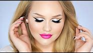 Glitter Cut Crease - Hot Pink Lips Makeup Look
