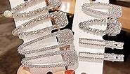 8 Pack Shining Rhinestone Alligator Hair Clips Bling AB Crystal Duck Bill Hair Barrettes Sparkly Geometric Hair Pins Hair Accessories for Women