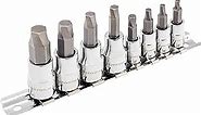 Powerbuilt 240094 8 Piece Zeon Metric Hex Bit Socket Set - with use for Damaged Fasteners, Standard, Rusted, Rounded Bolts, Size from 3mm to 10mm, Silver