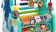 Wooden Bead Maze Toy with Abacus for Toddlers Animal Multiple Activities Center Early Educational Math Counting Gifts for Kids Training Child Grasping Ability & Colors Cognition (Dolphin)