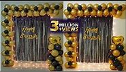 Black & Gold Theme Birthday Decoration Ideas At Home / Quick & Easy New year backdrop decoration