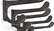 5 Pack Decorative Cast Iron Heavy Duty Double Hooks, Wall Mounted Coat Hooks, Vintage Inspired (Antique Black) (Modern Type)