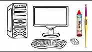 Computer Drawing | Monitor, Keyboard, Mouse and CPU | Learning Colors | Mirza Colors Kids