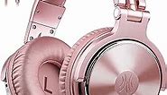 OneOdio Over Ear Headphones for Women and Girls, Wired Bass Stereo Sound Headsets with Share Port and 50mm Driver Rose Gold Headsets with Mic for PC Phone Laptop Guitar Piano Mp3/4 Tablet (Pink)