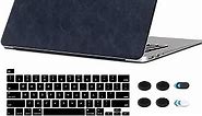 Compatible with MacBook Pro 13 inch Skin Decal 2020 2019 Release A2338 M1 A2289 with Touch Bar, Soft PU Leather Protective Sticker & Keyboard Cover, Horse Texture Navy