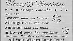 Happy 33rd Birthday Card - Birthday Gifts for 33 Year Old Men Women - 33rd Birthday Decorations for Him Her, Permanent Engravend Wallet Card