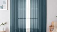 Simplebrand Dusty Blue Sheer Curtains 84 Inches Long, Light Filtering Rod Pocket Solid Color Window Sheer Curtain Panels, Elegant Curtains & Drapes for Living Room, Bedroom 2 Panels (42" W x 84" L)
